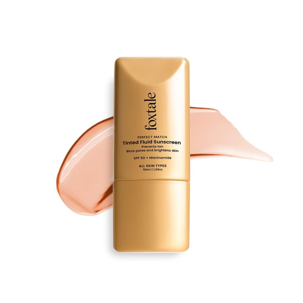Foxtale SPF 50 Tinted Sunscreen PA++++ - Nude | Niacinamide & Vitamin E | UVA/UVB Protection + BB Cream + Foundation in 1 | Blurs Pores, Evens Tone, Non-Oily Glow | Suitable for All Skin Types | 50ml