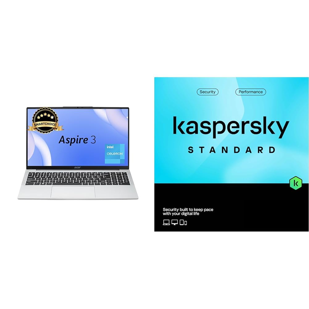 acer [SmartChoice Aspire 3 Laptop Intel Core Celeron N4500 Processor Laptop (8 GB LPDDR4X SDRAM/512 GB SSD/Win11 Ho + Kaspersky Standard 1 Device 1 Year (Physical Pack)
