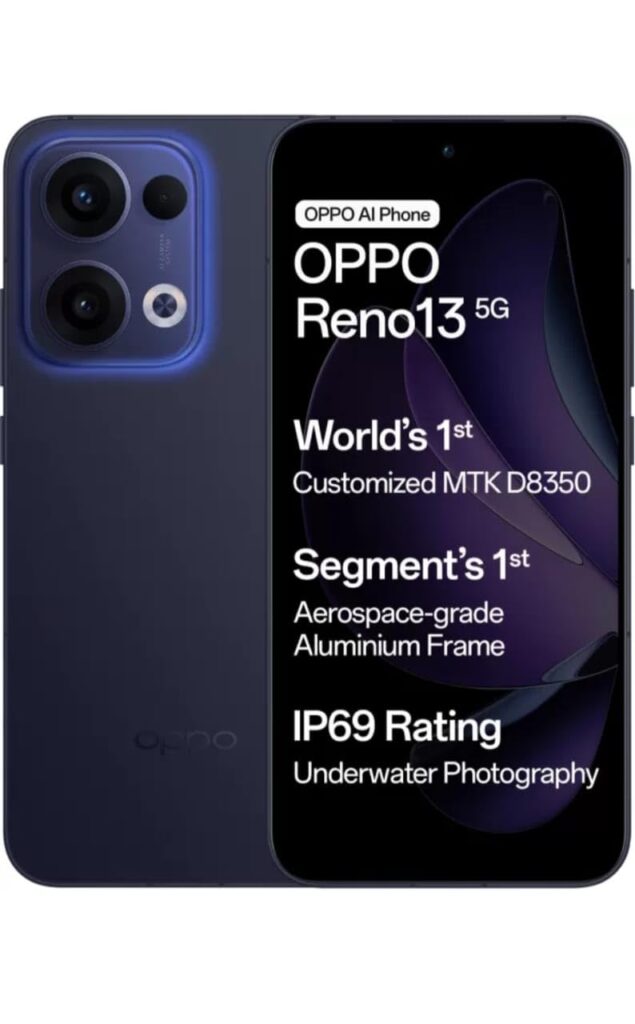 OPPO Reno13 5G (Luminous Blue,8 GB RAM, 128 GB Storage) with No Cost EMI/Additional Exchange Offers