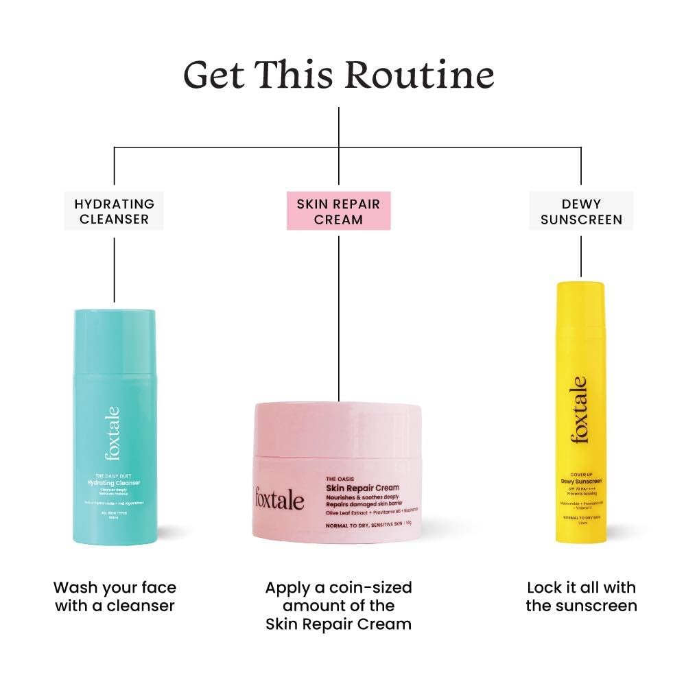 Foxtale Intense Hydrating Winter Moisturising Cream | Olive Leaf Extract, Provitamin B5 and Niacinamide | Repairs Skin Barrier | For Glowing Skin | All Skin Type | 50 g