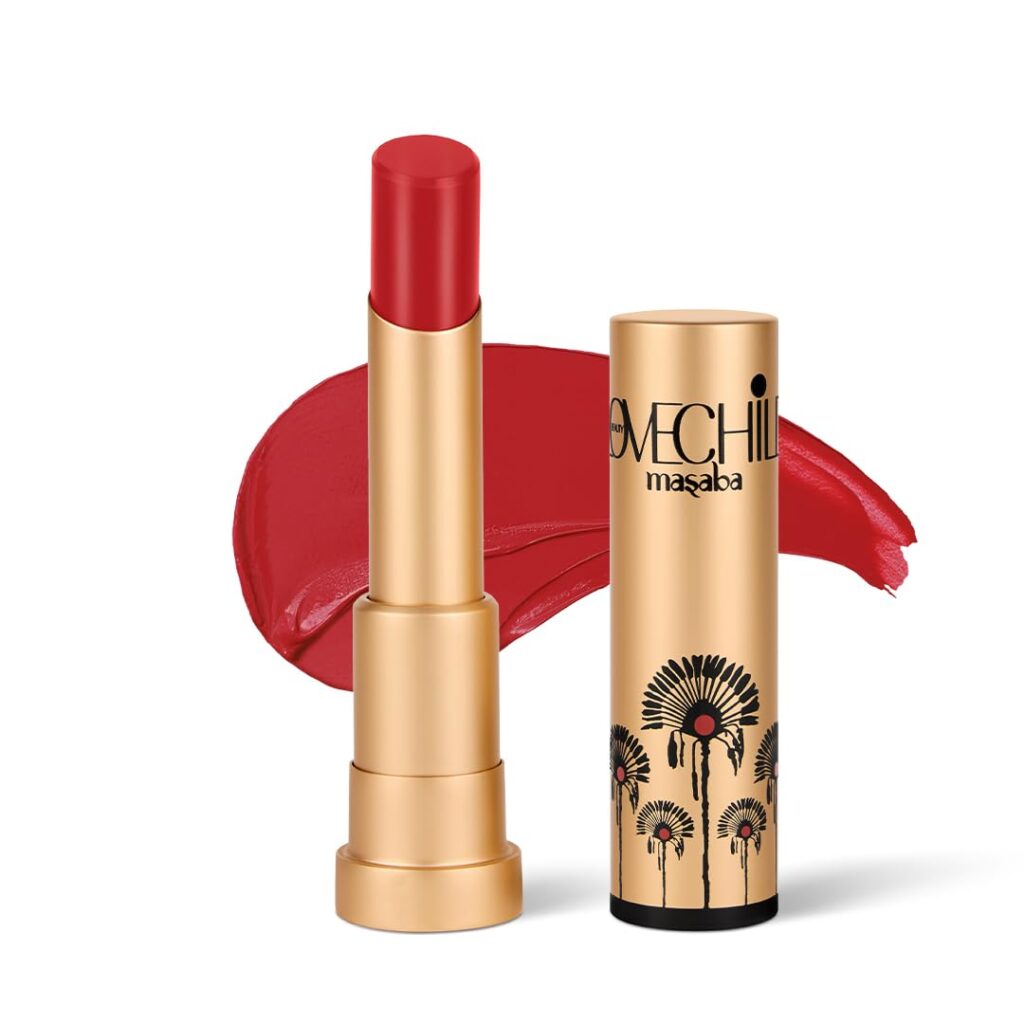 LoveChild Masaba Lush Creme Lipstick (Red), Moisturizing Satin Finish with Ceramides & Shea Butter, Lightweight, Long-Lasting & Ultra-Smooth, Perfect Shades for Indian Skin Tones, Sky Sizzle 3.5g