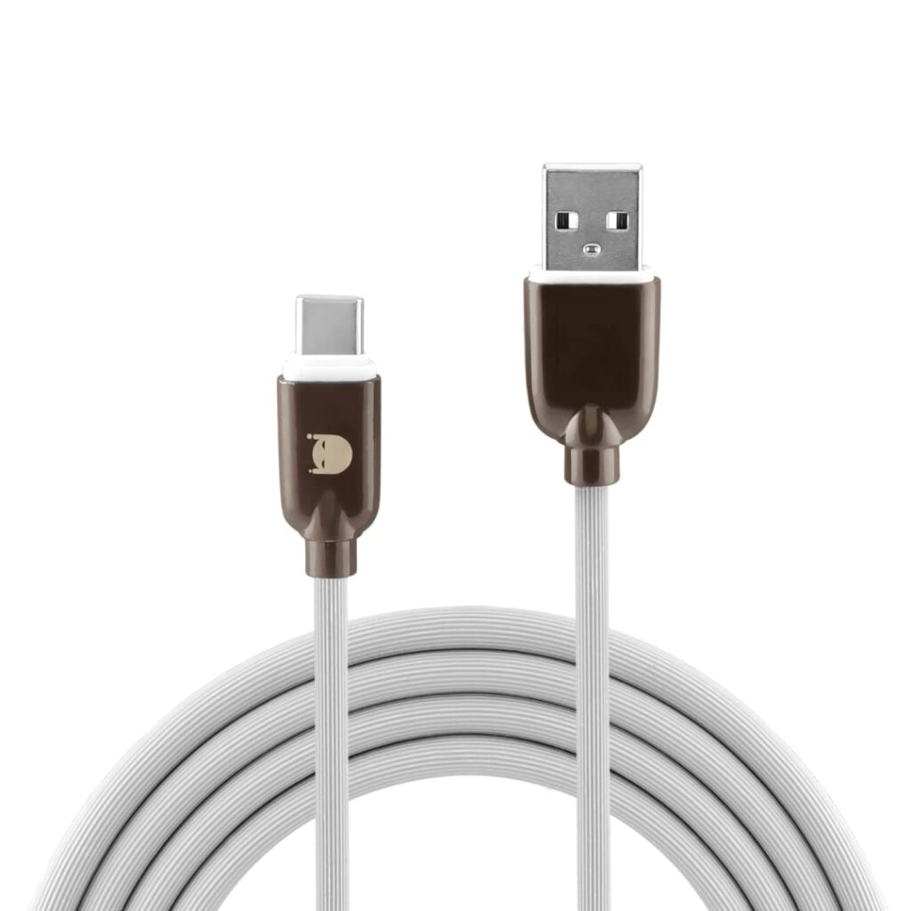 Inari Premium Gear Tpe Zinc Alloy Shells Usb Type-C 3A Fast Charging Cable For Android Smartphones, Tablets, Bluetooth Speakers, Wireless Earphones, Power Banks & Adaptors - 1 M (Grey, 4.2Mm Thick)