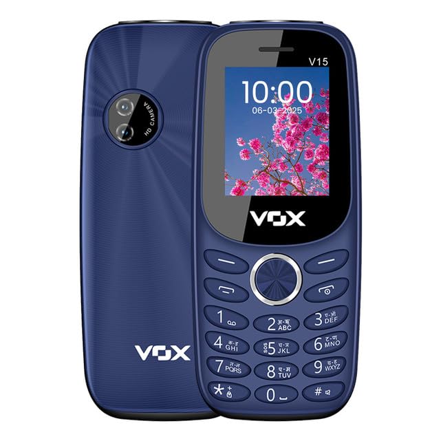Vox V15 Multimedia Keypad Phone - 1.8" Display with Dual SIM, 1000mAh Battery, FM Radio, Music Player, King Talker & Contact Icon - Cobalt Blue