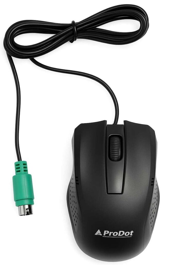 Prodot PS2 Plug & Play Ergonomic Wired Mouse I High Resolution 1000 DPI Optical Sensor I 5M Key Press Life & Clickable Scroll Wheel I 1 Year Warranty I Works with Windows, iOS, Linux