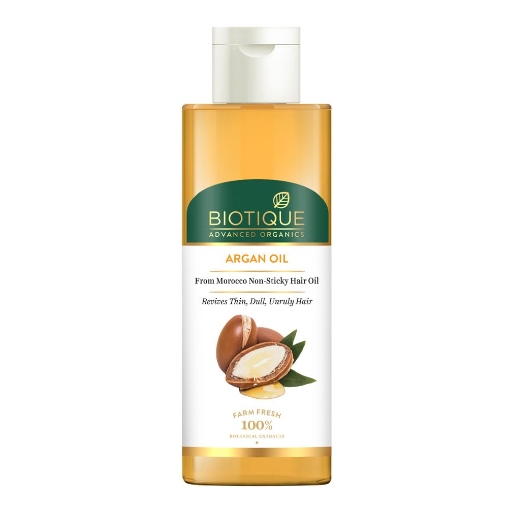 Biotique Argan Hair Oil from Morocco Non Sticky Hair Oil , 200 ml | Frizz - Free & Stonger Hair , Daily Nourishment | SLS & Paraben Free