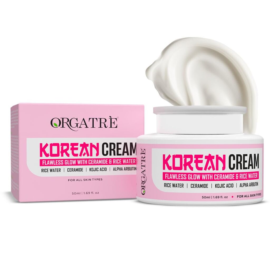 Orgatre Korean Cream for Glowing Skin Whitening Pigmentation | Rice Water & Ceramide – 50ml