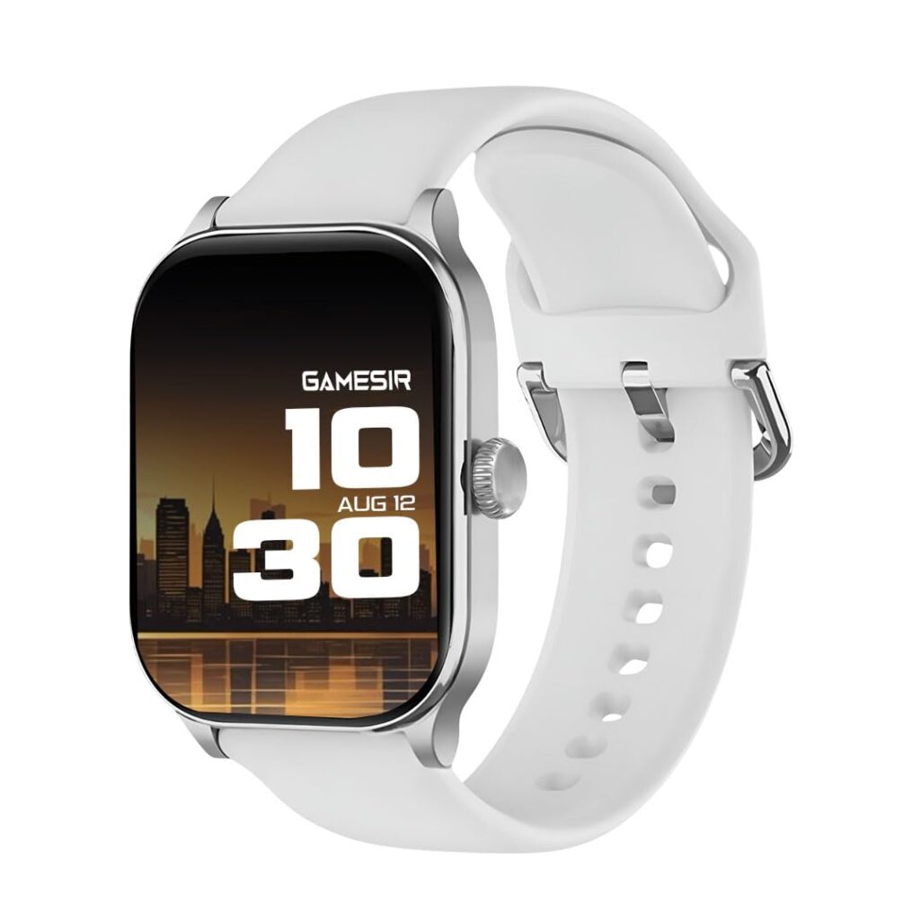 GameSir H18 Smartwatch with Long Battery Life, 2.01" High-Resolution Screen, Bluetooth Calling, IP68 Waterproof, TFT Display, Luxury Design for Men & Women (White)