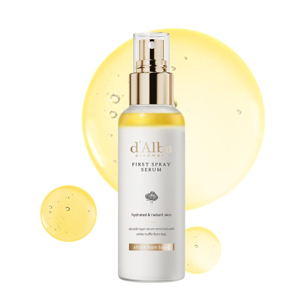 d'alba Piedmont Italian White Truffle Spray Serum, Vegan Skin Care, Hydrating Face Moisturizer, Glow Serum for Radiant Skin, Non Comedogenic, All In One Mist, Korean Skin Care (3.38 fl oz/100ml)