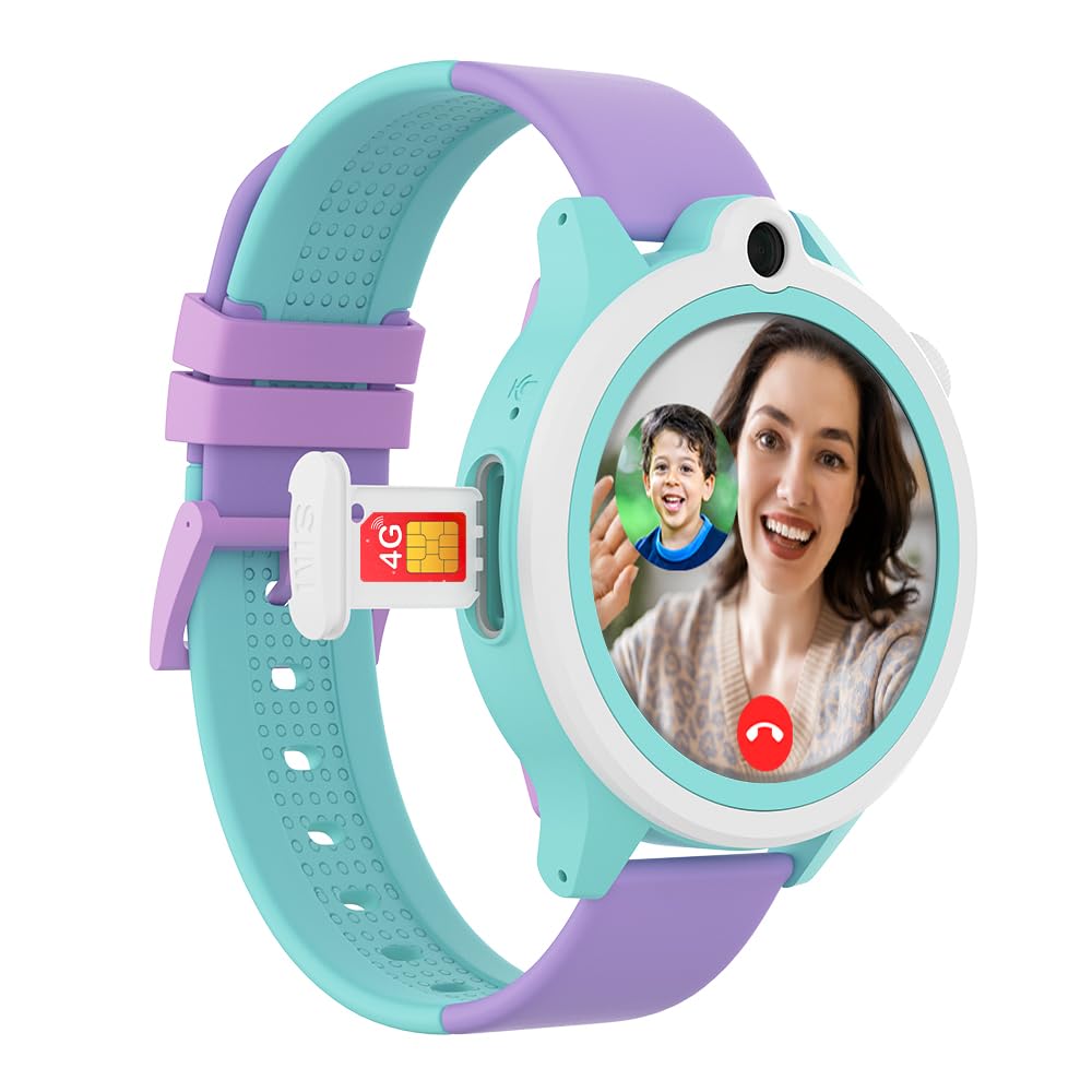 WatchOut Next-Gen+ Kids Smartwatch Phone with GPS, Heart Rate, Fever Alert, Video Call, SOS Safe Zone, Class Lock, Free SIM Card, AirTag, Best Gift, Boys, Girls, Age 3-13, SharkTank (Lavender Purple)