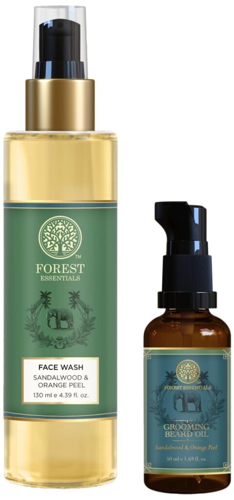 Forest Essentials Beard Oil with Neem | Light, Non-Sticky, Natural Beard Growth Oil & Essentials for Him Gift Set | Grooming Kit for Men | Skincare Combo for Face | For Daily Use | Perfect for Gifting