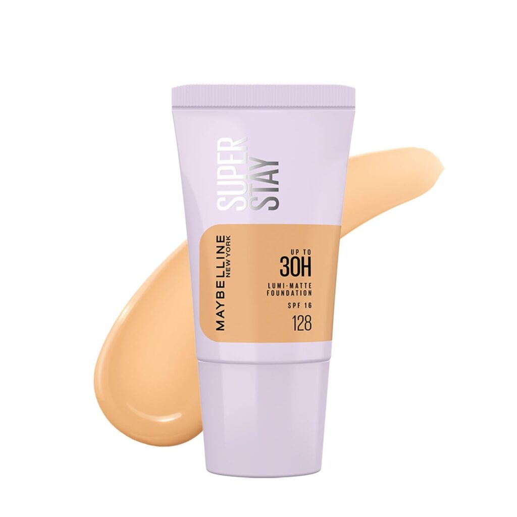 Maybelline New York Super Stay Lumi-Matte Foundation- 128, 30H Wear, Lightweight, Suitable for all Skin Types, Soft Glow, Buildable Coverage, 18ml