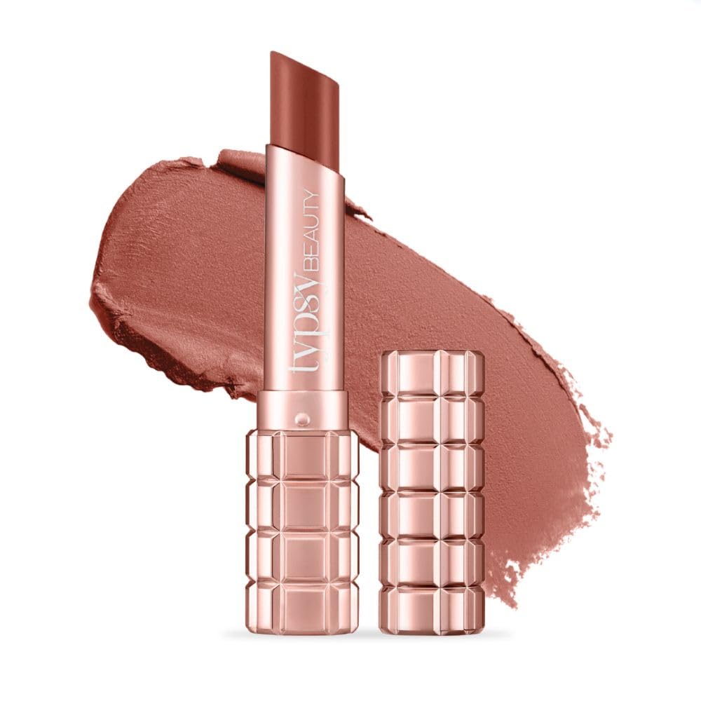 Typsy Beauty Cocoa Peptide Velvet Matte Lipstick | 8hr Wear, Soft Blur Finish, Lightweight Texture, Hydrating Nude Lipstick| Brownie Bite Light 01 | Cocoa Peptides | Vegan & Paraben-Free 3.5g