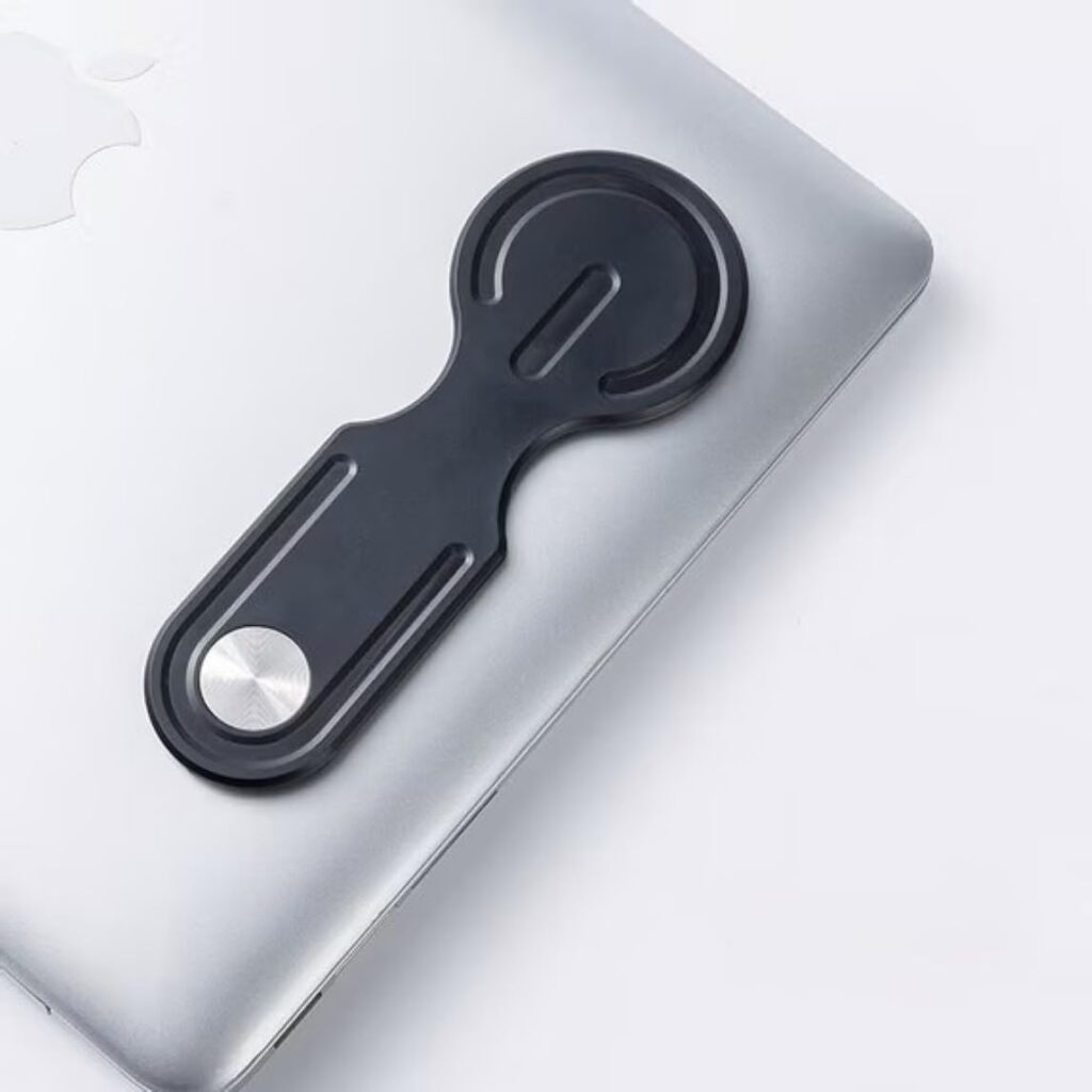 RIGGEAR Magnetic Phone Mount for Laptop/Monitor, Mobile Holder Compatible with Magsafe for MacBook, Lightweight Laptop Phone Mount, Works with All Phones Using Included Ring (Black)