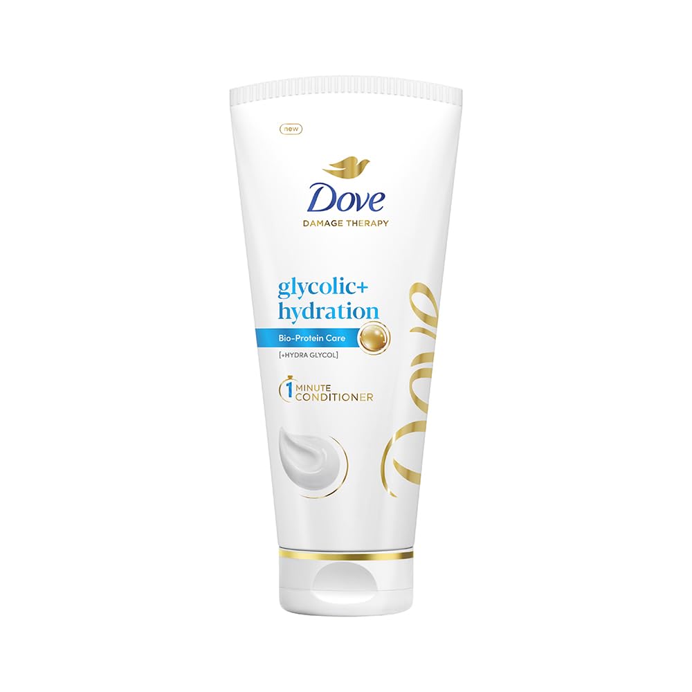Dove Glycolic + Hydration Hair Conditioner with 5% Hydra-Glycol~ for dry stiff hair, for Upto 100 Hours of Hydrated^, Fluid Hair | 175ml Tube