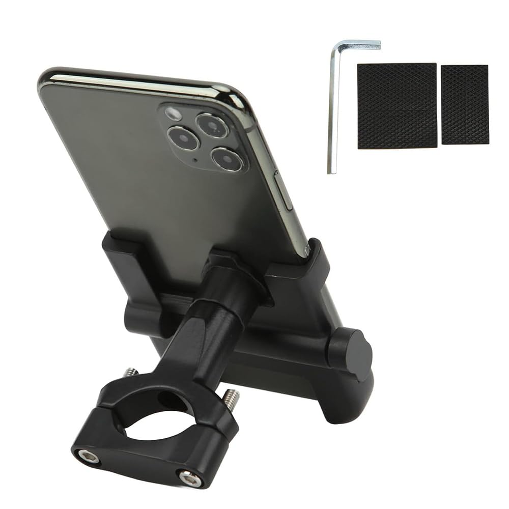 Universal Metal Bike & Motorcycle Phone Holder | Heavy-Duty Handlebar Mount | Adjustable Clamp for Smartphones | Anti-Theft Screws | Secure & Durable Mount | Black