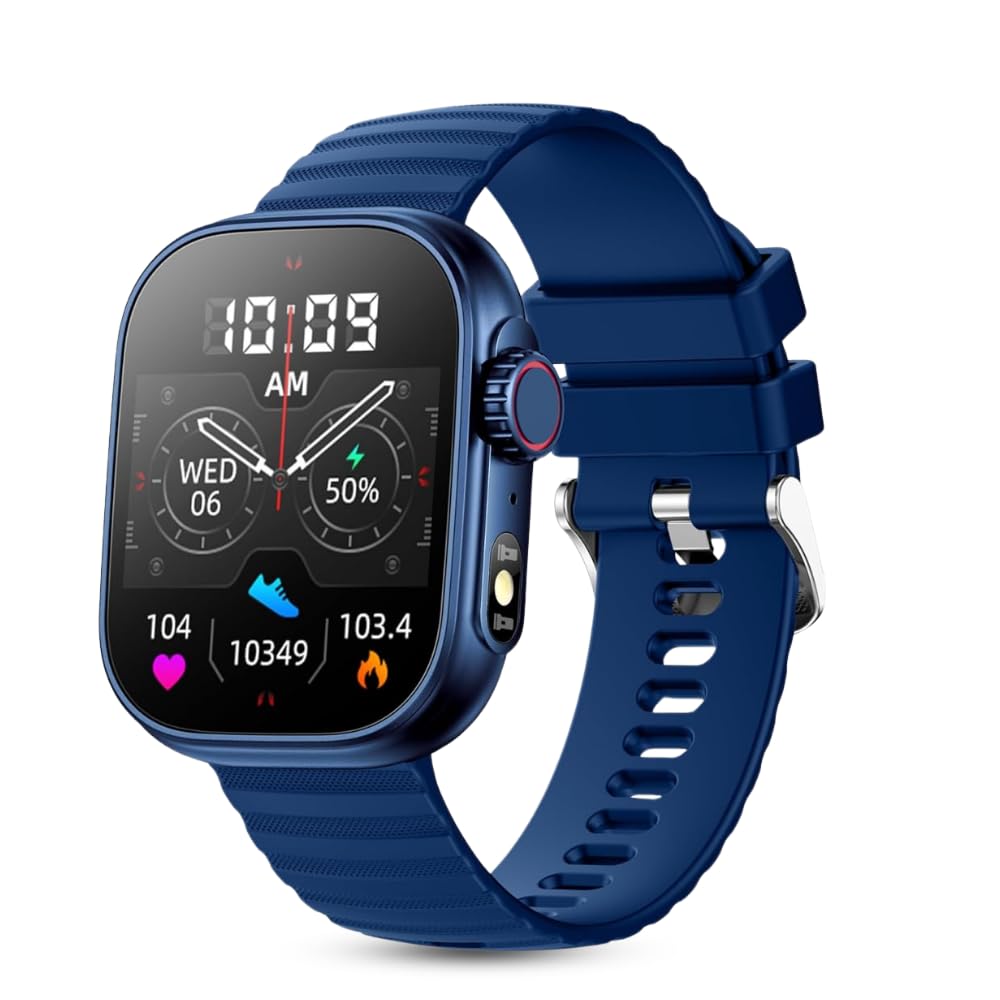 RAT Gorilla Calling ZW39 Smartwatch | 2.01" HD Display with Intelligent Gesture Control, BT Calling, DIY Watch Face Studio, HeartRate & Blood Oxygen Tracking Smartwatch for Men & Women - Navy Blue