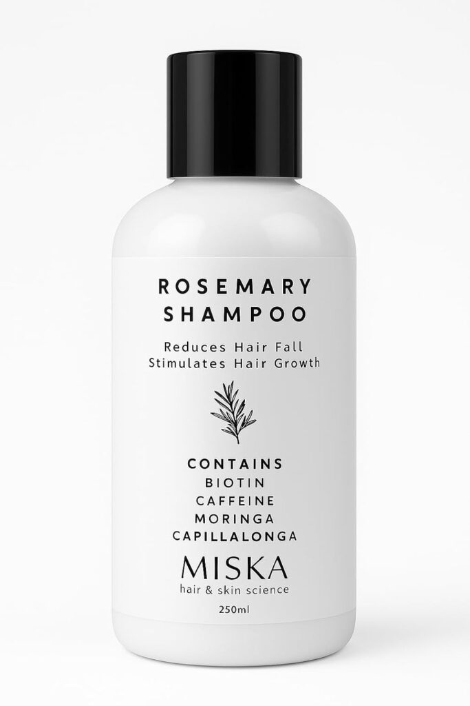 Miska Rosemary Shampoo, 200ml, Reduces Hair Fall, Stimulates Hair Growth, Contains Biotin, Caffeine, Moringa, Cappila Longa