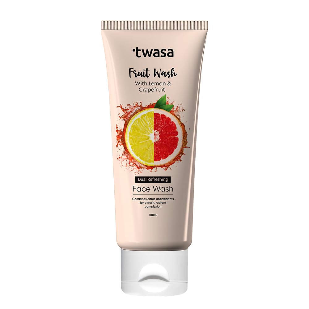 Twasa Lemon & GrapeFruit Face Wash For Deep Cleansing, Brightens Skin Tone & Glowing Skin | Reduces Dark Spots & Excess Oil Control Face Wash For Women & Men | For All Skin Types - 100 ml