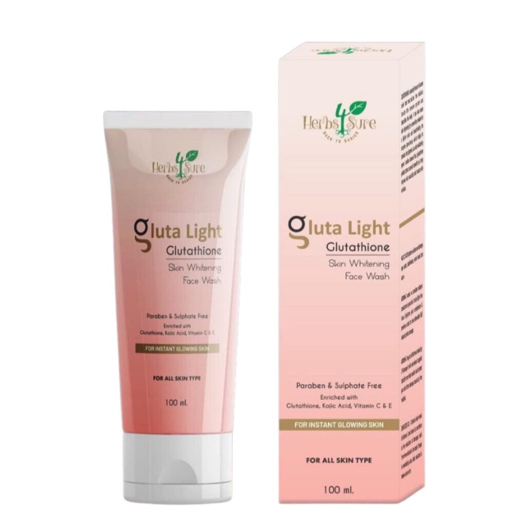 HERBS 4 SURE Gluta light Facewash| Skin Lightening & Brightening formula|For Dark Spots & Tanning | Works against Pigmentation & Aging |Suits Acne Prone Sensitive Skin| With real gold flakes| For Men & Women