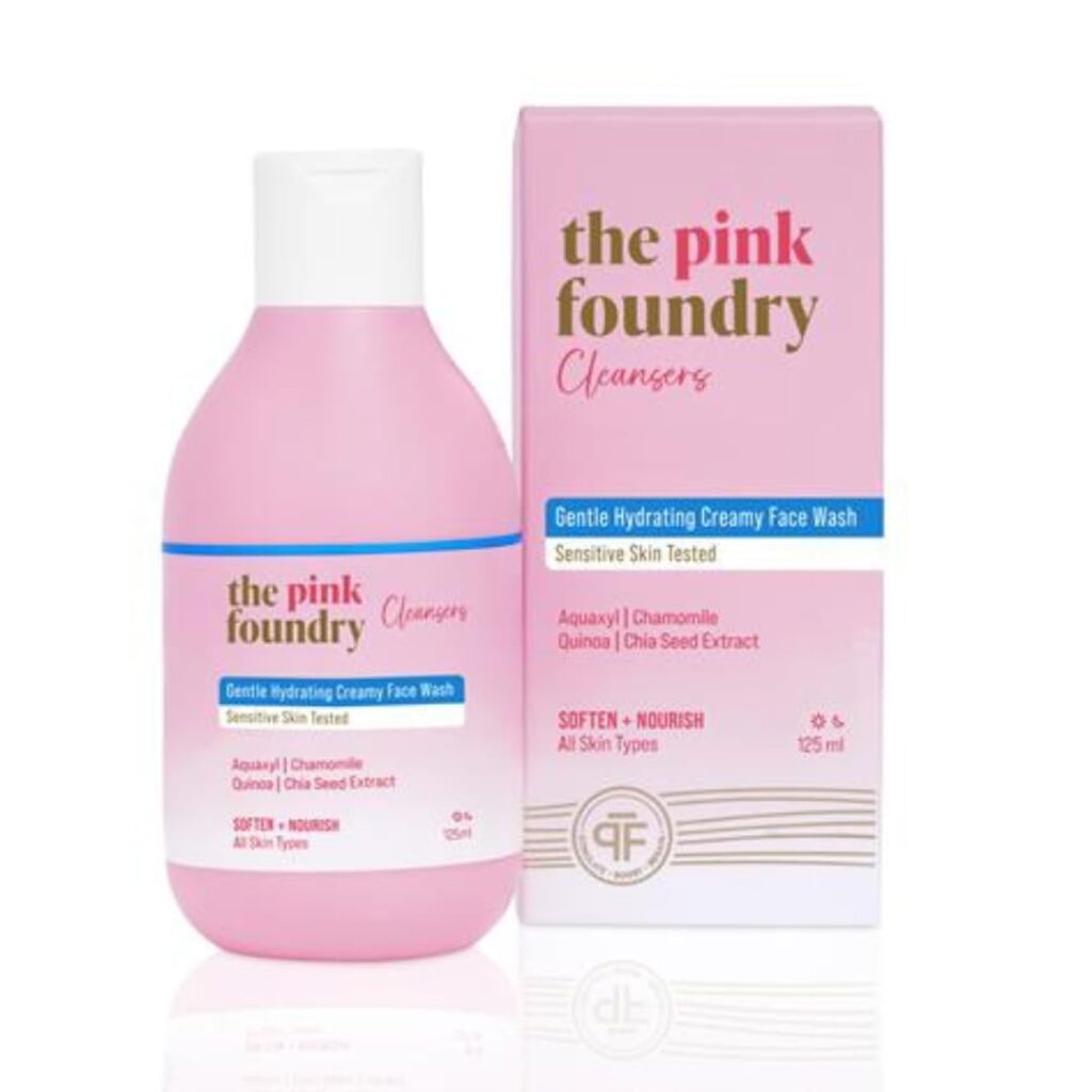 The Pink Foundry Gentle Hydrating Creamy Face Wash for all Skin Types | Boost Hydration, Strengthen Skin Barrier & Reduces Dryness | Soap free, Fragrance Free & Sulphate Free | Vegan Face Wash | 125ml