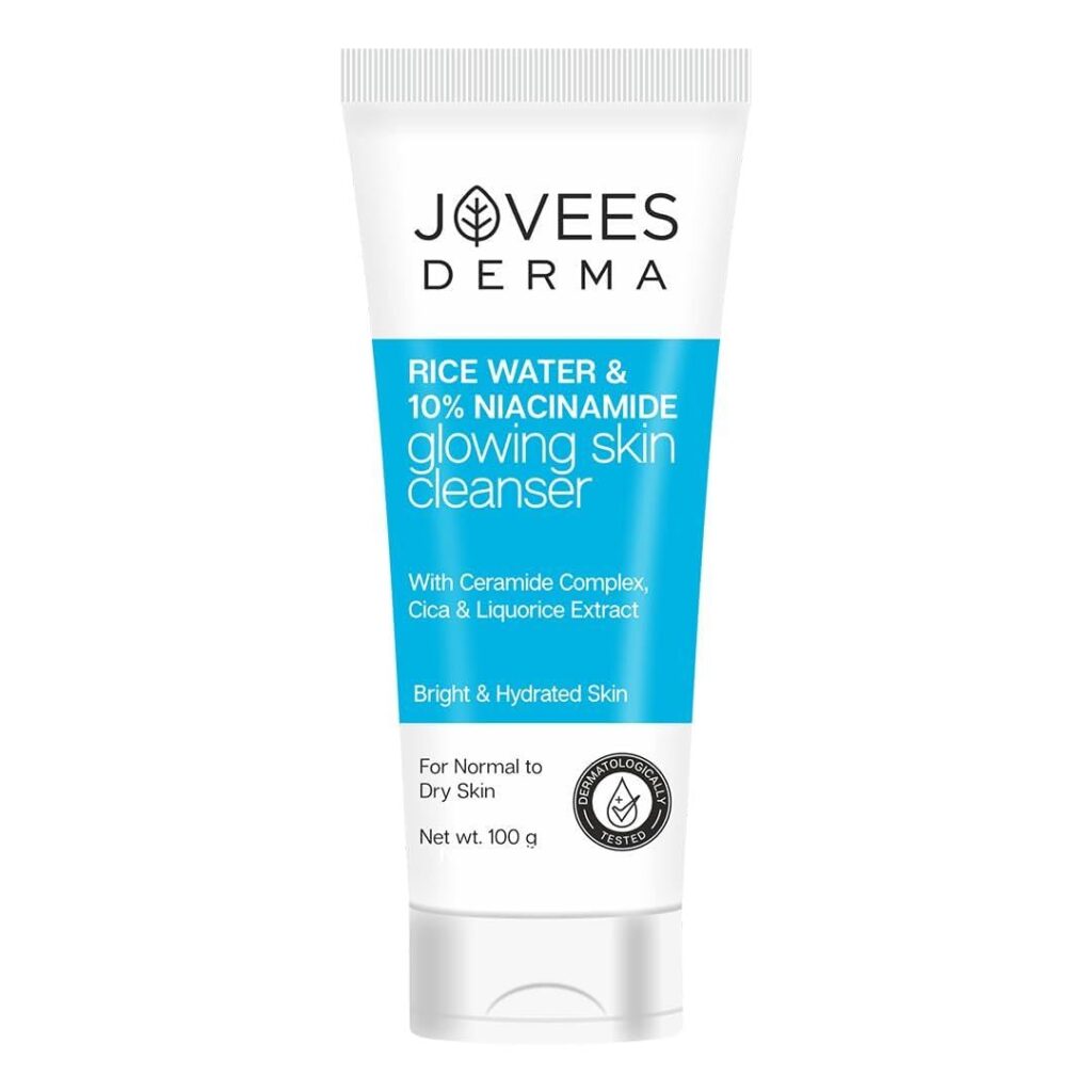 Jovees Herbal Derma Rice Face Wash With Rice Water & Niacinamide For Glass Skin,Brightens,Helps Fade Blemishes & Even Tone,Softens & Smoothens Skin,Gentle For All Skin Type,For Unisex,100G