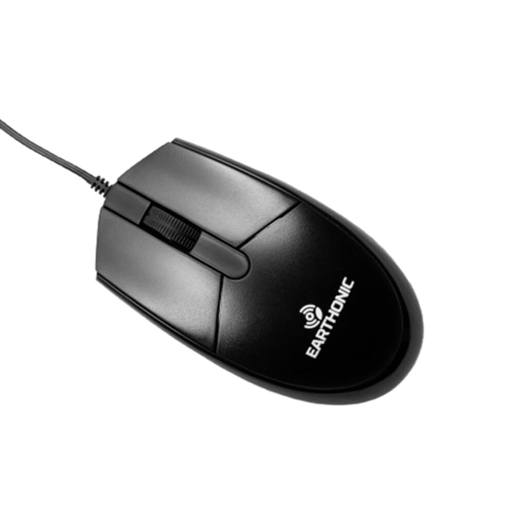 EARTHONIC WM-100-E 1.5M Wired Mouse Plug & Play USB Mouse, 1000 DPI Precise Control, 3 Button Design with Plug & Play for Windows/Mac – Black