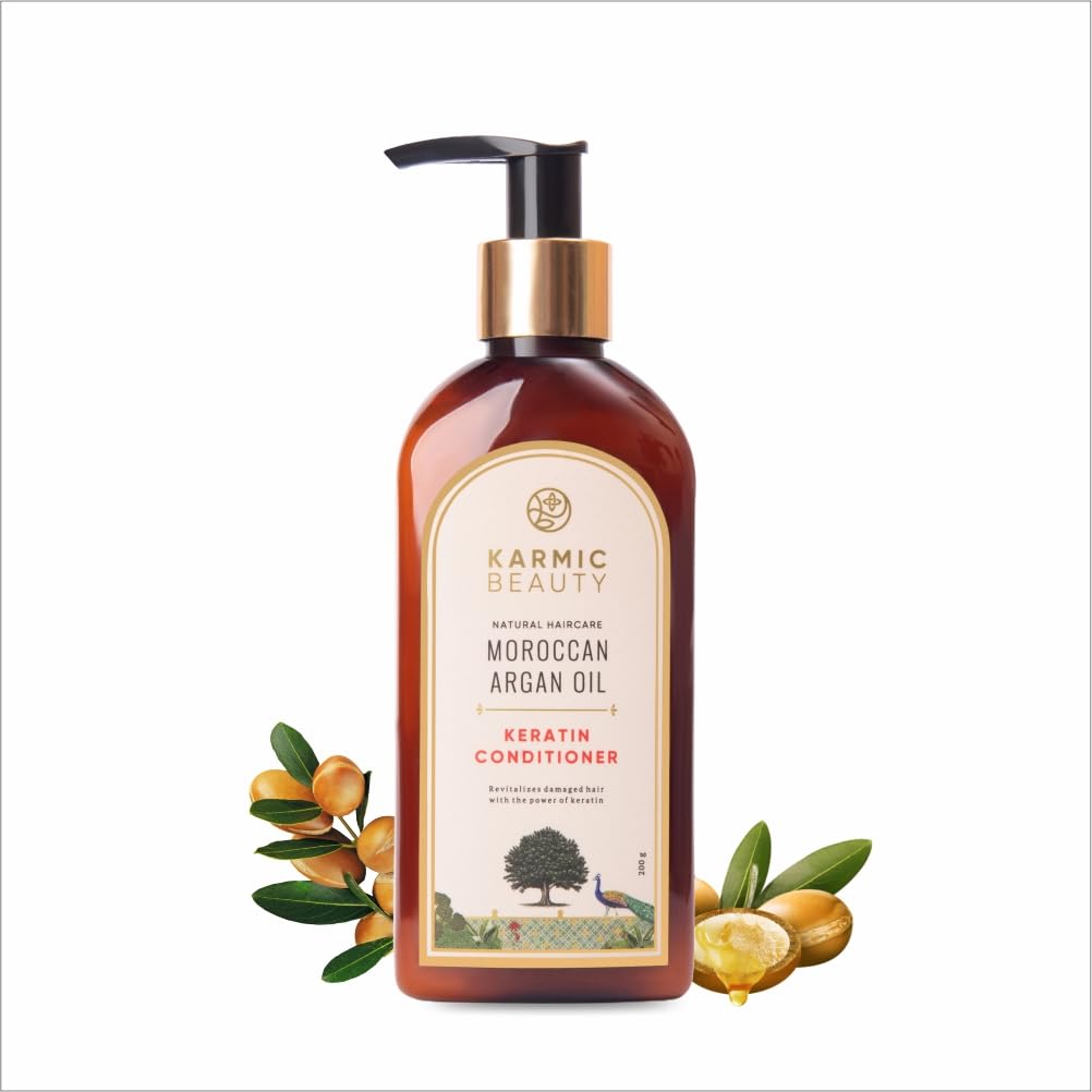 Hair Conditioner | 100% Organic Moroccan Argan Oil & Keratin | For Dry, Frizzy & Color Treated Hair | Hydrates & Protects Hair | Sulfates, Paraben & Cruelty Free | 200 G, 1 Count