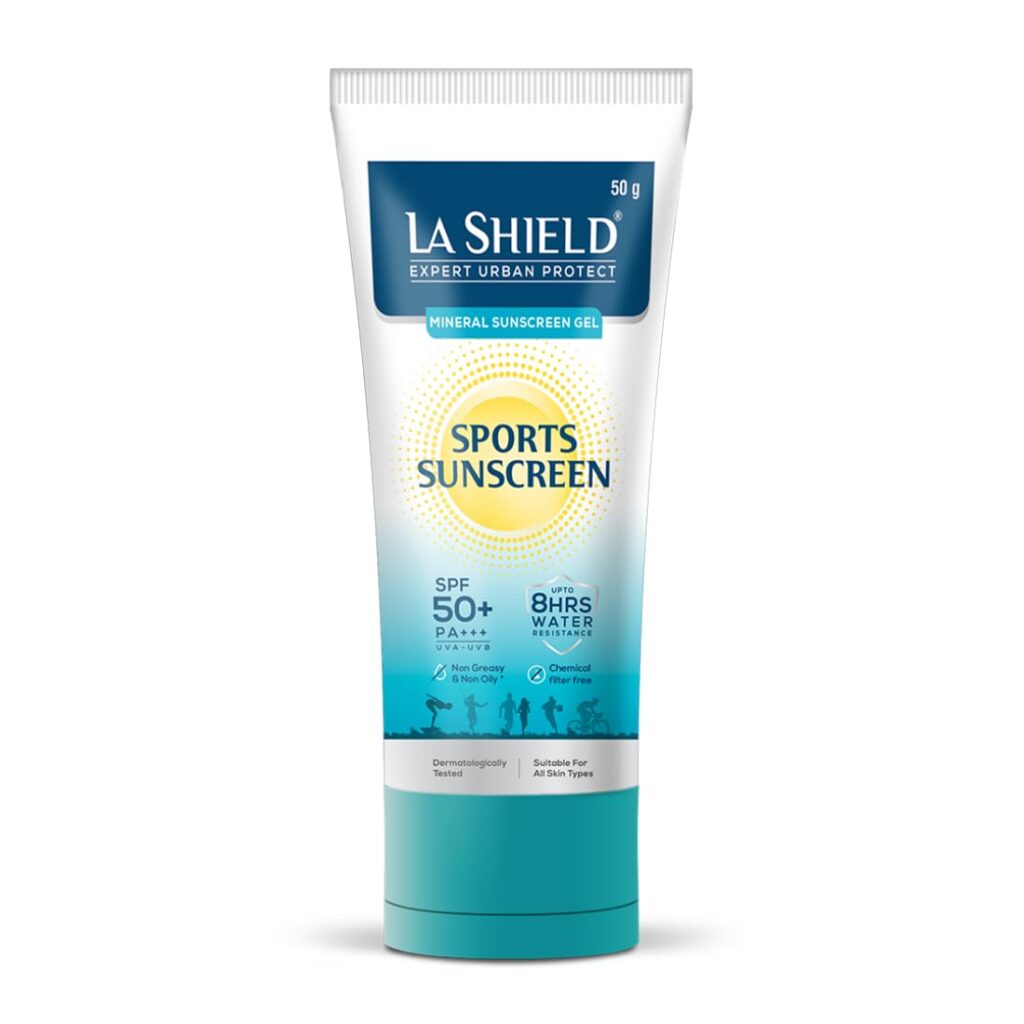 La Shield Mineral Sports Sunscreen Gel Spf 50 +|100% Mineral Sunscreen|8 Hours Water Resistant|For Women And Men|No White Cast|Broad Spectrum Pa+++|Fragrance-Free |Dermatologist Tested|50G,all