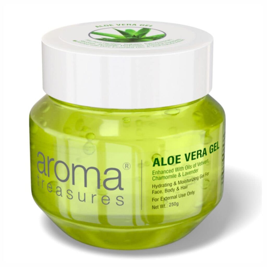 Aroma Treasures Aloevera Gel for Face, Skin & Body | Non Sticky Aloe Vera Gel for Skin Care, Hair & Scalp | Natural Moisturizer, After Sun Gel, Paraben Free, Men & Women, 250 g (Pack of 1)
