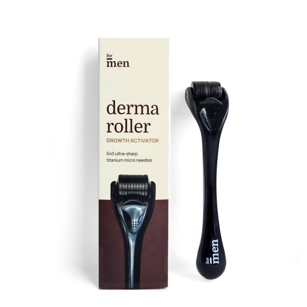 ForMen Derma Roller For Hair Growth 0.5 mm with 540 Titanium Needles | Repairs Damaged Hair, Activates Hair Follicles | For Hair Fall & Hair Thickening | Reduces Acne Scars | Safe & Effective To Use
