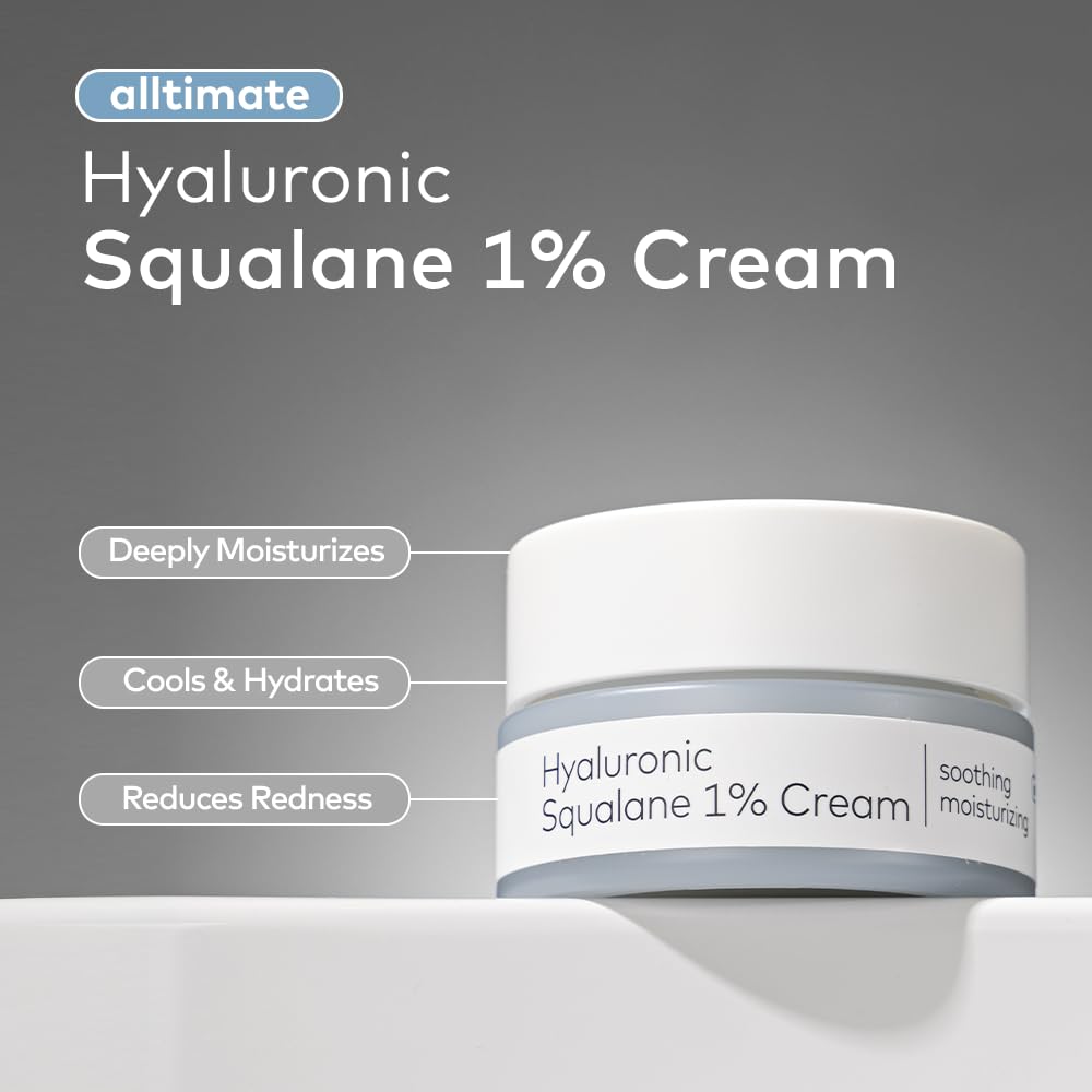 The Face Shop Alltimate Hyaluronic & Squalane 1% Moisturizer Cream, 50ml | Deep Hydration & Skin Barrier Care | Lightweight Soothing Moisturizing Cream for All Skin Types | Korean Skincare