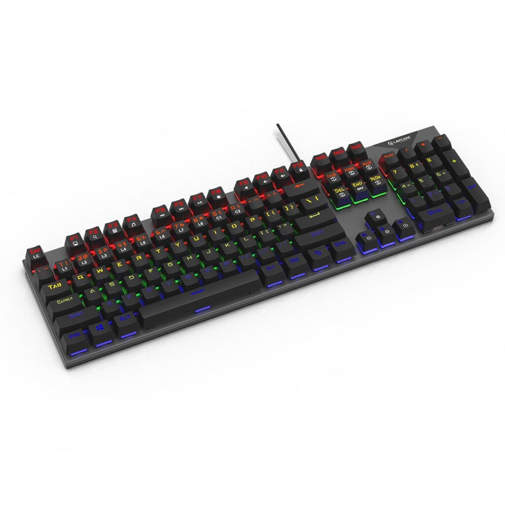 LAPCARE Champ (LGK-105) Full Anti Ghosting Mechanical RGB Gaming USB-A Keyboard, Blue Axis Keys with Excellent Touch, Spillproof, RGB LED Backlit, 50M Keystokes Lifespam,1 Year Warranty