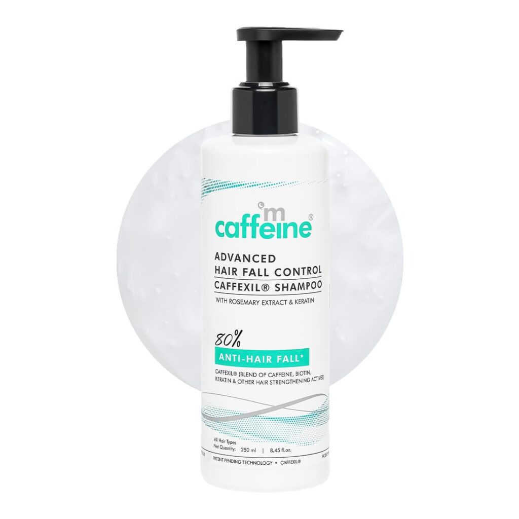 mCaffeine Advanced Hair Fall Control Caffexil® Shampoo with Keratin, Biotin & Rosemary | 80% Hair Fall Control | Reduces Breakage & Thinning | Shampoo for Men & Women | Sulphate Free - 250 ML