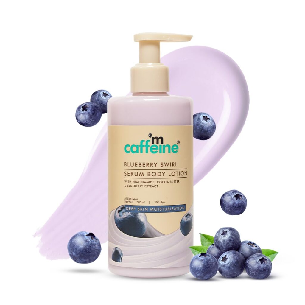 mcaffeine Blueberry Swirl Serum Body Lotion For Women And Men | Dry Skin | Lightweight Moisturizer, Non-Greasy & Non-Sticky | Body Lotion For Winter | Soft & Smooth Lotion For All Skin - 300Ml