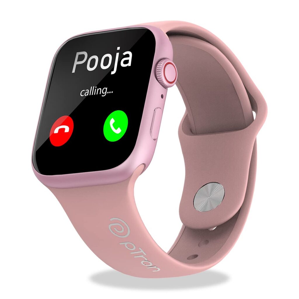 pTron Force X12S Bluetooth Calling Smartwatch, 1.85" Full Touch HD Display, Functional Crown, Real Heart Rate Monitor, SpO2, Watch Faces, 5 Days Battery Life, Fitness Trackers & IP68 Waterproof (Pink)