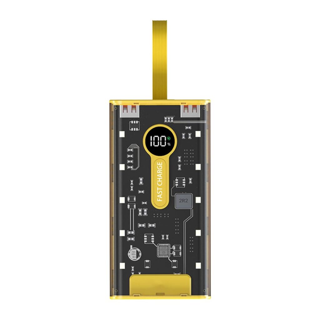 I KALL IKPB20F 20000mAh Power Bank – 22.5W Fast Charging, Dual Output Ports, Lightweight, Lithium Polymer Battery (Yellow)