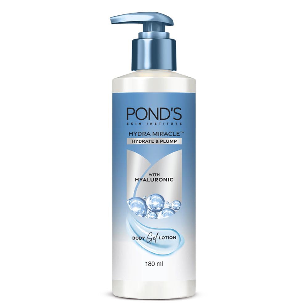POND'S HYDRA MIRACLE BODY GEL LOTION, WATER-BASED, NON - OILY, NON- STICKY WITH HYALURONIC ACID, QUICK ABSORBING, LIGHT FOR ALL SKIN TYPES - 180ML