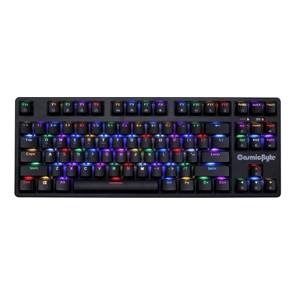 Cosmic Byte CB-GK-39 Trinity 3 Modes WiFi + Bluetooth + Wired Optical Swappable Blue Switch Keyboard, Per Key RGB, 100 Million Life Switches, 3000mAh Battery, Fast Response, Software Support (Black)
