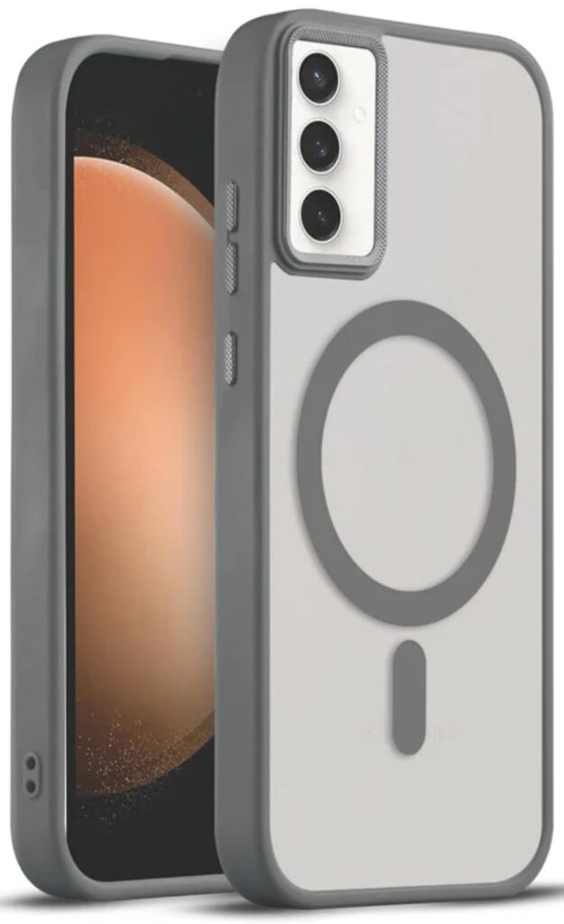 GoldKart Magnetic Matte Translucent Back Cover Case for Samsung Galaxy S24 5G | MagSafe Compatible | Shockproof Hybrid Bumper | Camera Lens Protection | Anti-Fingerprint Slim Protective Case (Grey)