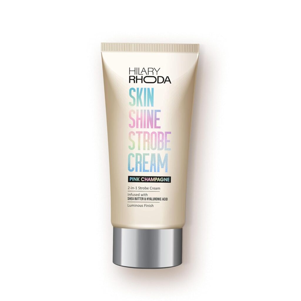 Hilary Rhoda Skin Shine Strobe Cream | Pink | Primer + Highlighter + Moisturizer | Skin Glow | Lightweight | Hydrating Formula | Shea Butter & Hyaluronic Acid | Illuminating & Glowing Makeup Base 25 ml (Pink Champagne - Shade 02)