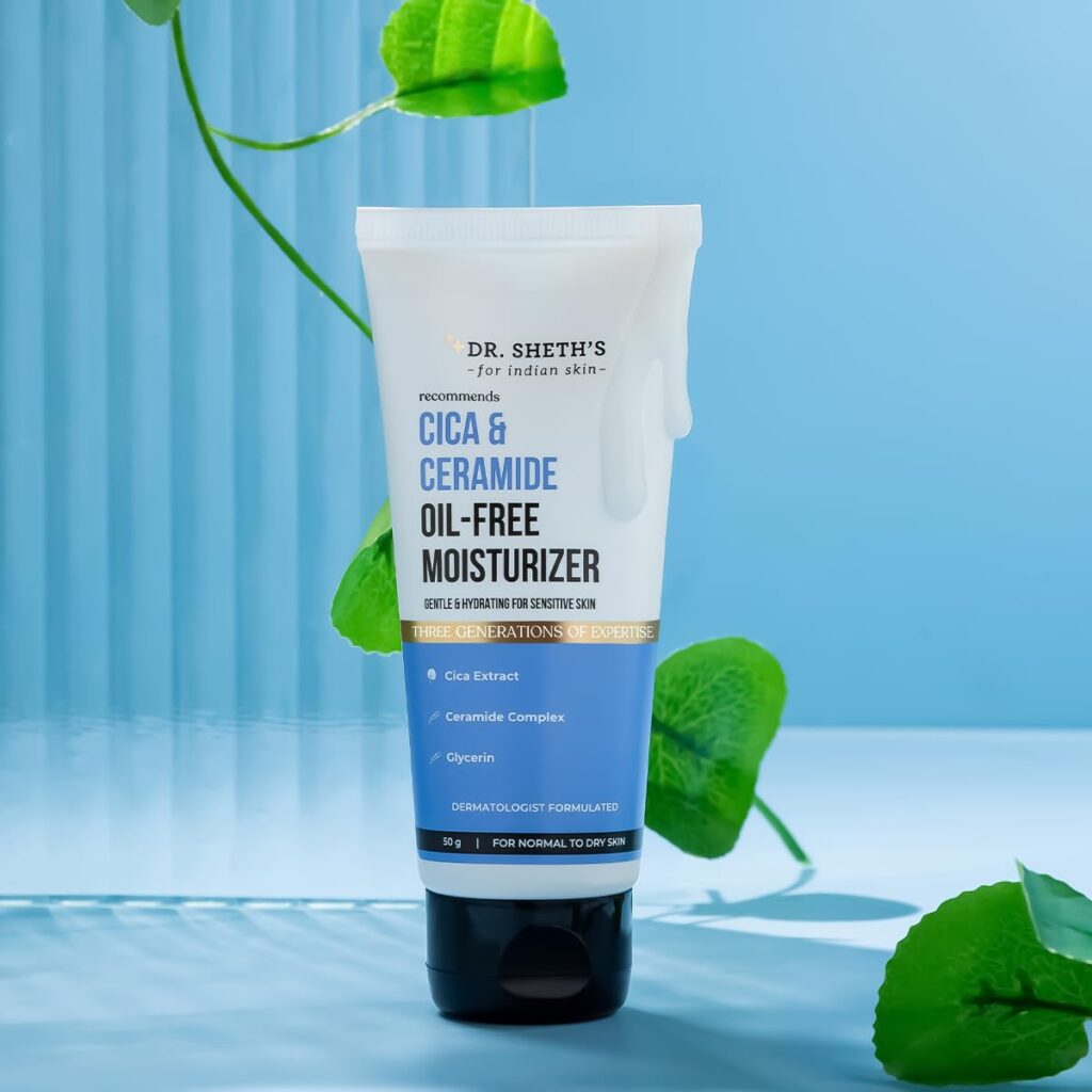 Dr. Sheth's Cica & Ceramide Oil-Free Moisturizer | Barrier Repairing & Hydrating | Lightweight Moisturiser |For Men & Women | 50g