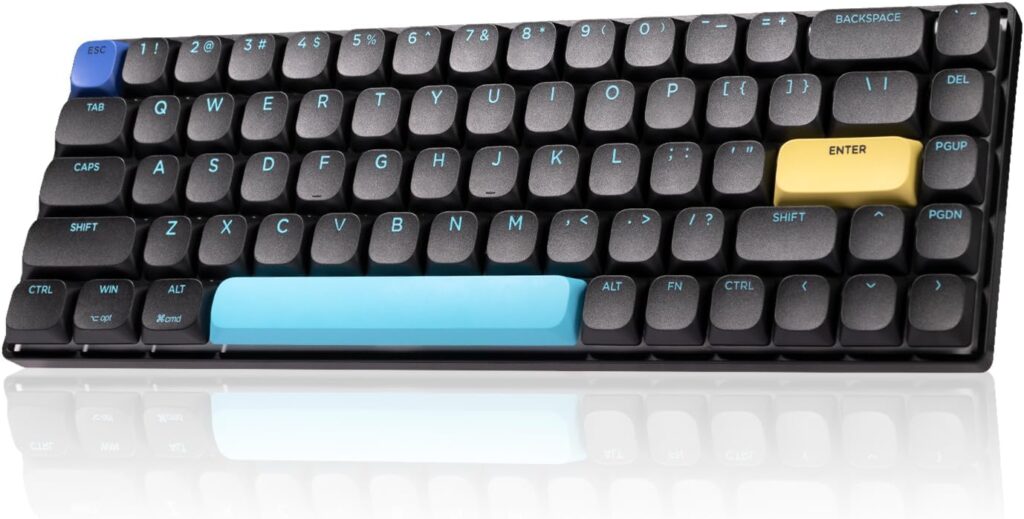 Ninjadog Varna Blade - Low Profile Mechanical Keyboard, Multi Devices(Upto 5), Wired/2.4G USB/Bluetooth, Compact, Rechargeable, Win/Mac, Tablet, Smartphone, Laptop Compatible (Black, Blue Switch)