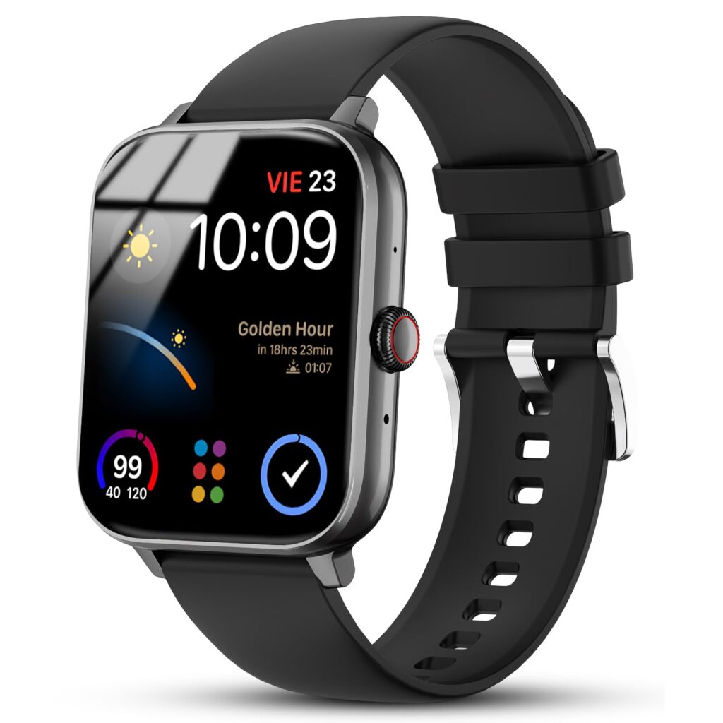 Nervfit Newly Launched Vibe Smartwatch with 1.85" LED Display | Bluetooth Calling | Waterproof | Heart Rate & SpO2 Tracking | Sleep & Stress Monitor | 5-Day Battery | Sports Modes (Midnight Black)