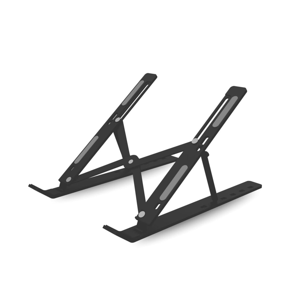 Geonix Trek T3 Aluminium Ergonomic Laptop Stand | 7 Angles Adjustable Tabletop | Anti Slip Rubber Pads | Foldable | Compatible with Laptops Upto 17 inch (Black)