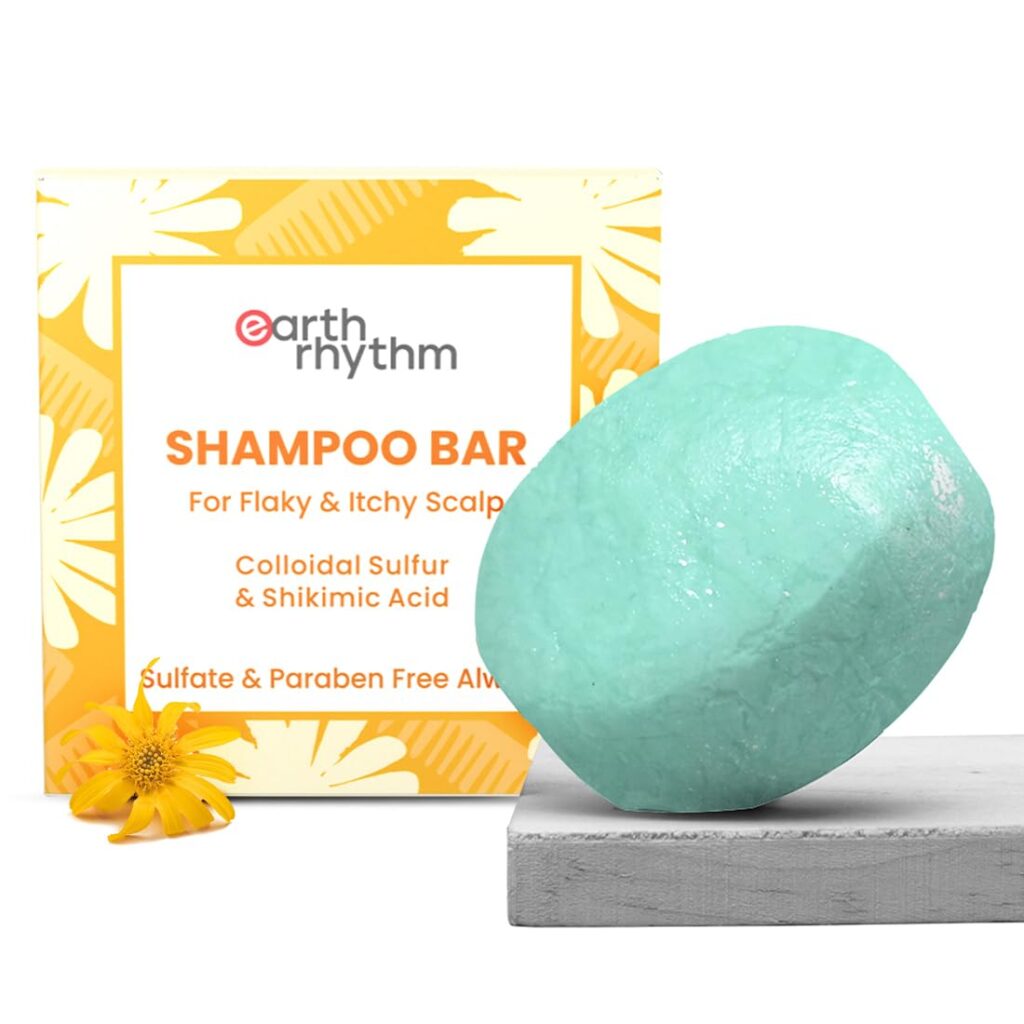 Earth Rhythm Anti-Dandruff Shampoo Bar for Itchy & Flaky Scalp | Men & Women | Contains Arnica Peppermint & Menthol Extracts | Sulphate & Paraben Free - 80gm