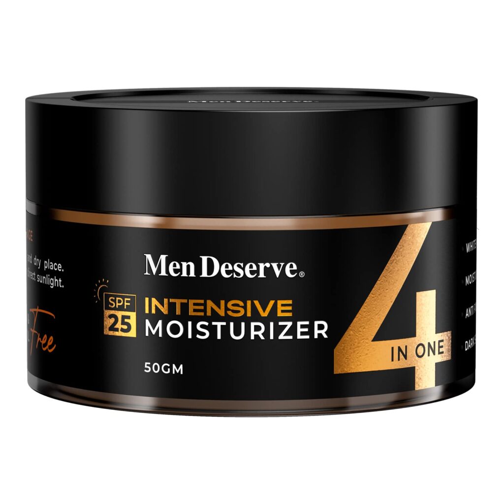 Men Deserve - Intensive Moisturizer with SPF 25 (50g) | Moisturizer For Dry Skin With Vitamin E, Hyaluronic Acid, Shea Butter | Moisturizer For Anti Pollution and Dark Spot Reduction