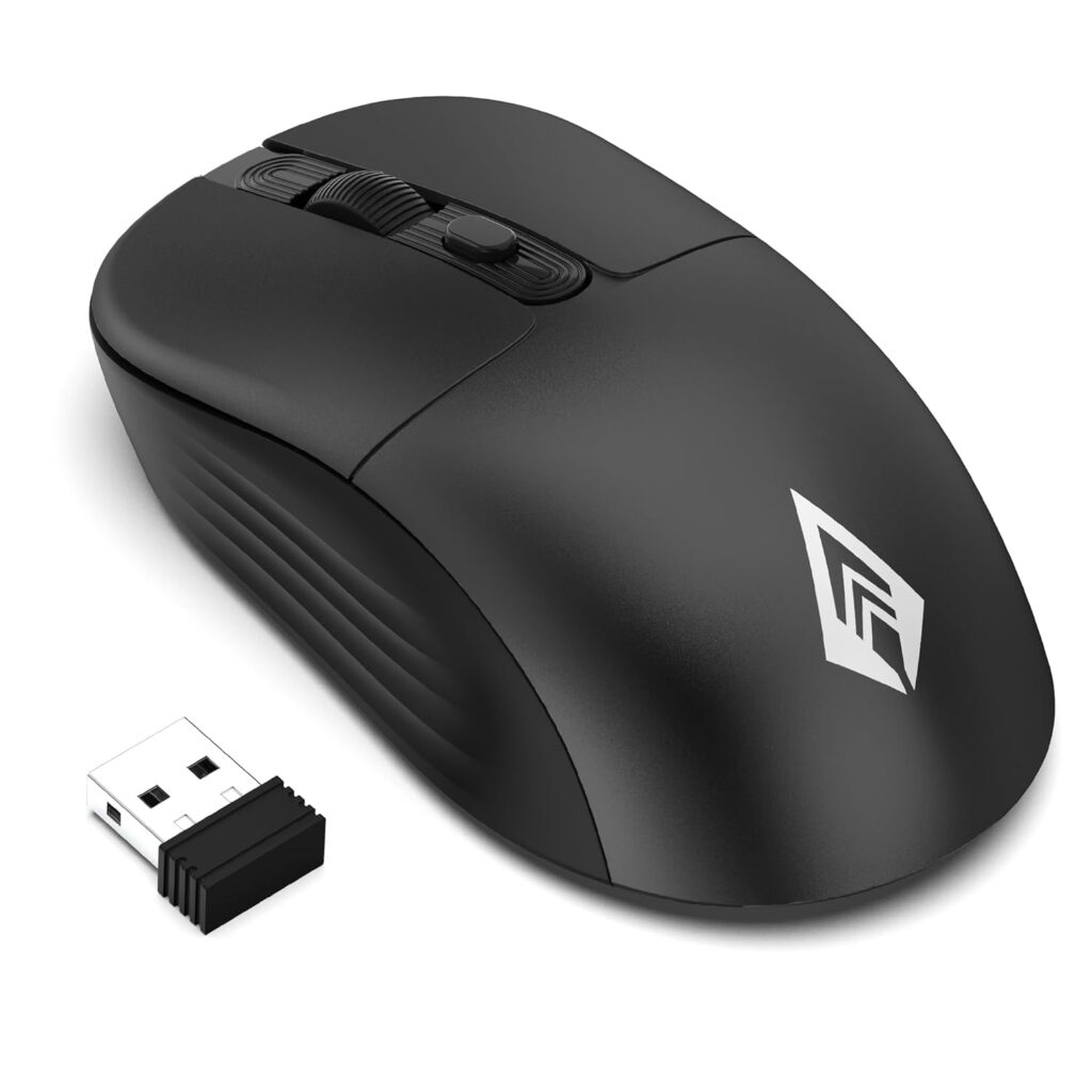 Archer Tech Lab Wireless Mouse, 2.4GHz USB Nano Receiver,3 DPI (800/1200/1600), Ergonomic Lightweight Design 55g, 10M Range, Plug & Play,2 Million Clicks, for Windows PC/Laptop (Precision 100-Black)