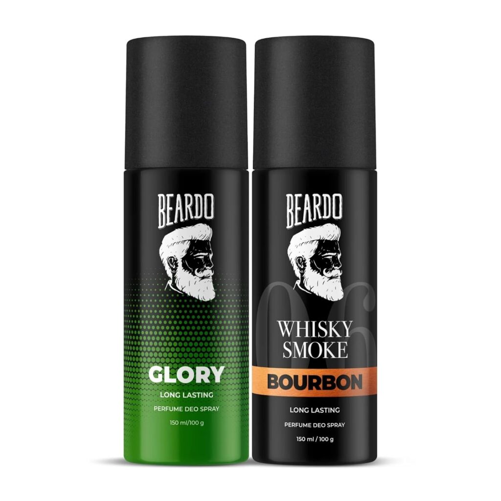 Beardo Glory & Whisky Smoke Bourbon Perfume Body Spray (Set of 2) Get compliments with Long lasting Fougere, Aromatic Deodorant | Gift For Brother | Gift For Friends