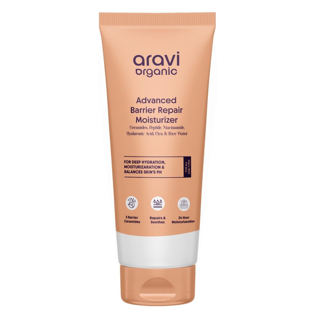 Aravi Organic Advanced Barrier Repair Moisturizer - With Ceramide, Peptide, Hyaluronic Acid & Cica - For Deep Moisturizing, Strengthening & Skin Barrier Repair - For All Skin Types - 100 gm