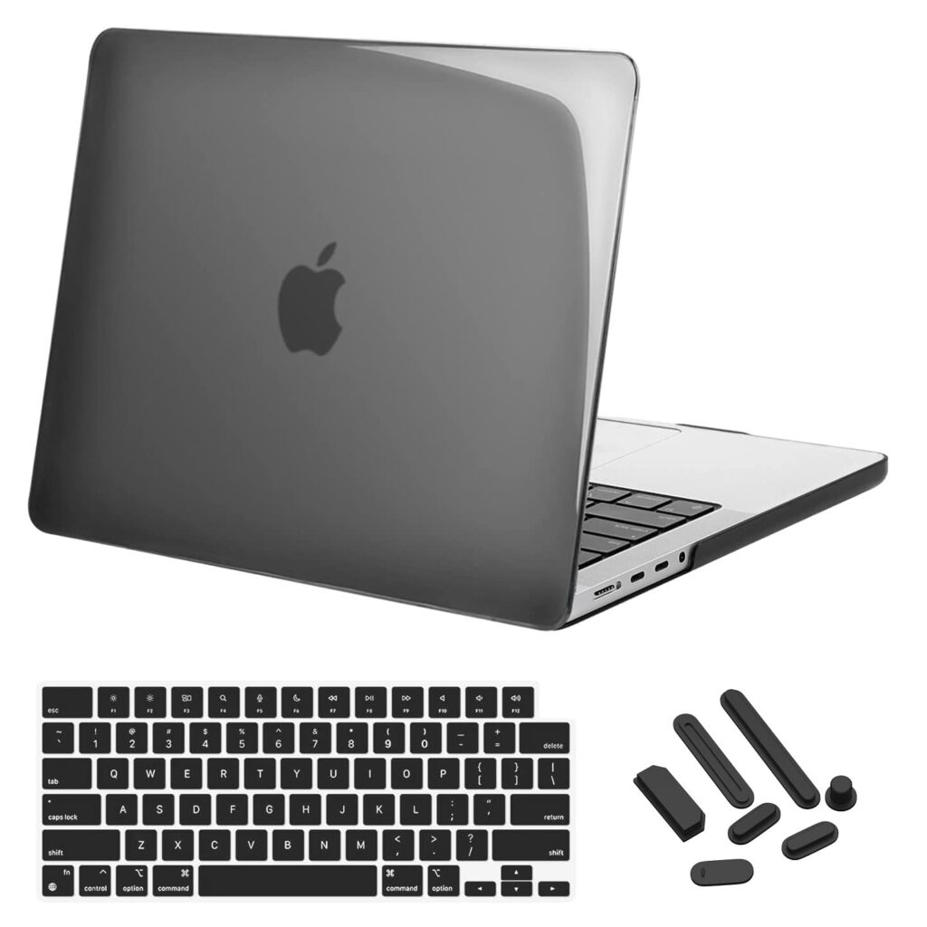 Midkart Hard Shell Plastic Case Compatible with MacBook Pro 16 Inch Model M4 A3403 A3186 M3 A2991 M2 A2780 M1 A2485 Pro Max Chip 2024 2023 2022 2021 Keyguard & Dust Plugs, Black Transparent